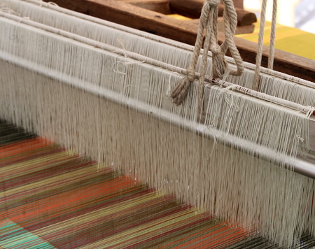 Old weaving loom and shuttle