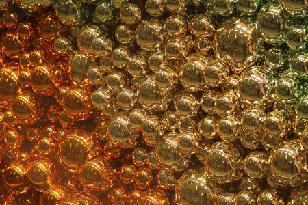 gold and silver baubles ball christmas ornamentsの写真素材