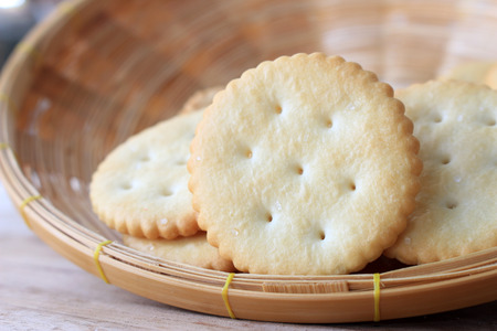 Crackers in wooden basket