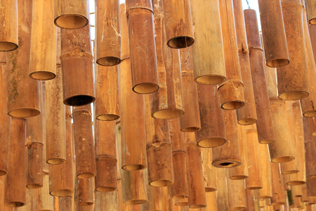 Bamboo decoration hanging from the ceilingの写真素材
