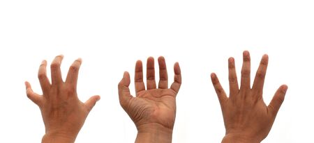 hand on the isolated backgroundの写真素材