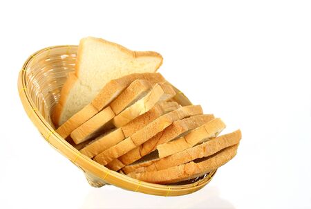 loaf of bread in basketの写真素材