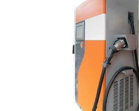 The electric charging station for electric vehicles isolated on whiteの写真素材