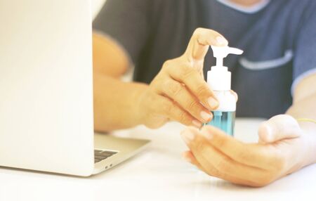 work from home and alcohol gel for hands wash