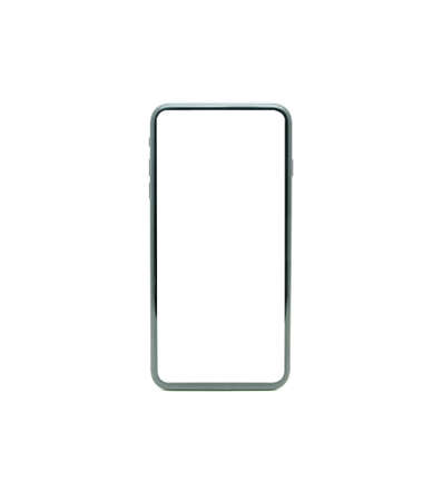 realistic perfectly detailed modern smartphone isolated on white background . Mock up smart phone with blank screenの写真素材