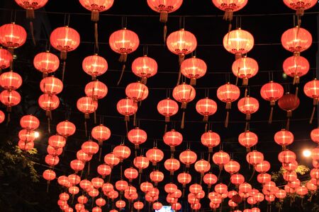 row light from Chinese new year at Yaowarat thailandの写真素材