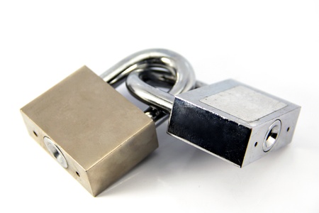 Padlock isolated on white backgroundの写真素材