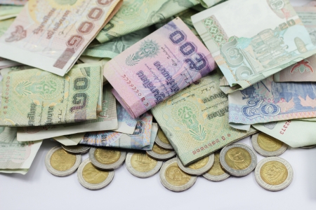 thai Currency on white backgroundの写真素材