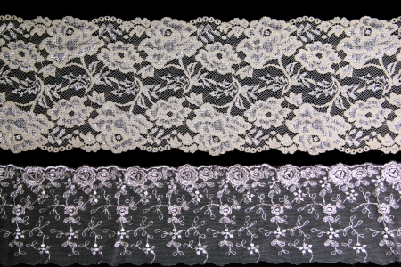 folwer lacework line on black backgroundの写真素材
