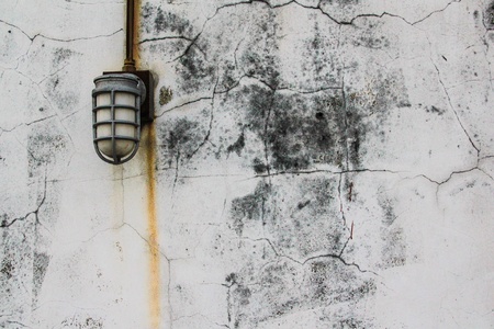 dirty grunge wall and old lightの写真素材