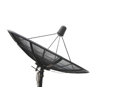 Black satellite isolated on white backgroundの写真素材