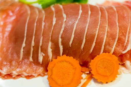 to many pork slite  and carrotの写真素材