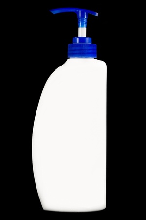 cosmetics soap and gel containers on black backgroundの写真素材