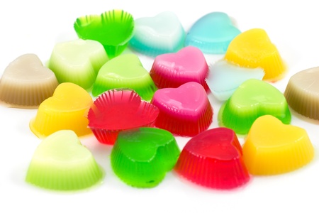 colorful gelatin on a white backgroundの写真素材