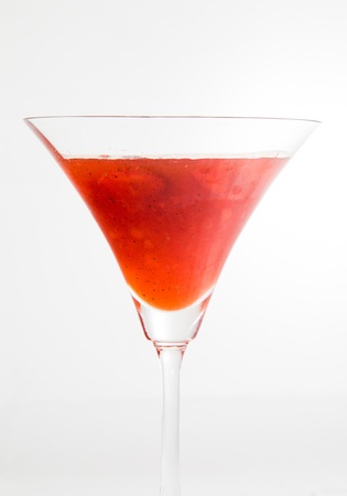 close-up strawberry juice isolate on white backgroundの写真素材