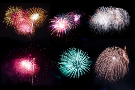Long Exposure of Fireworks Against a Black Skyの写真素材