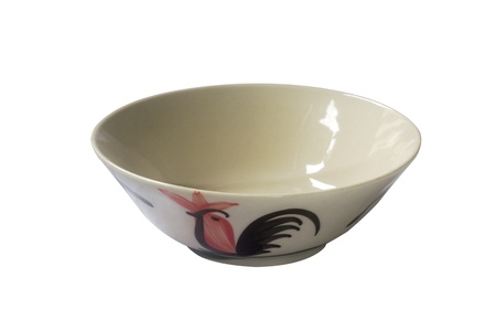 Vintage ceramic bowl painting a chicken picture From Thailand,の写真素材
