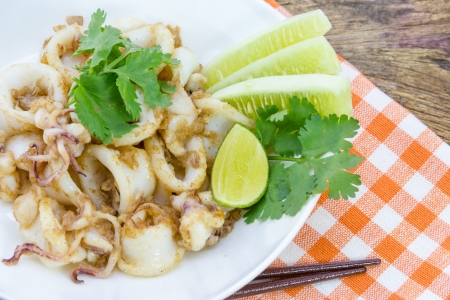 Fried squid with garlic pepperの写真素材