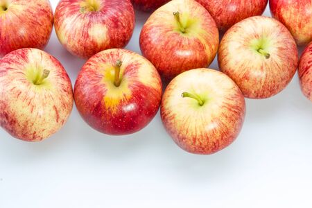 Red apples isolate on white backgroundの写真素材