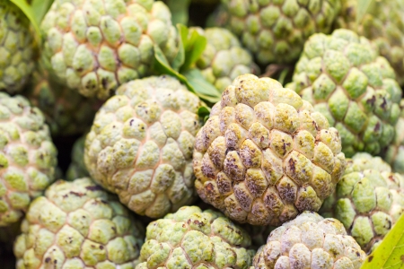 Custard apple in market background
