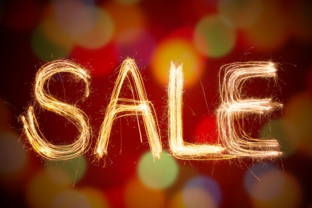 Sale sparkler firework light alphabet with bokeh lightの写真素材