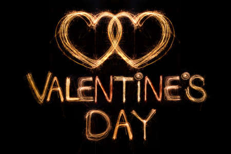 Happy Valentines Day -  sparkler firework light alphabetの写真素材