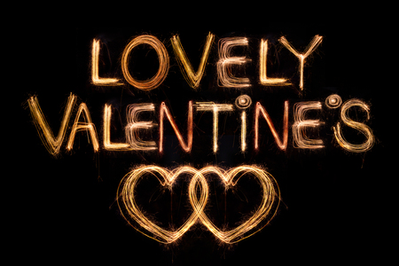 Happy Valentines Day -  sparkler firework light alphabetの写真素材