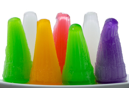 Gelatin of different colors on a white backgroundの写真素材