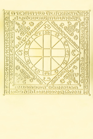 Golden yantra with copy spaceの写真素材