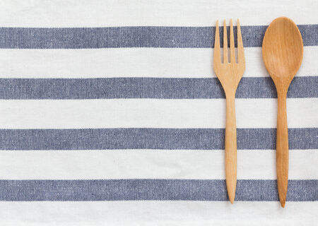 kitchen utensil on tablecloth backgroundの写真素材