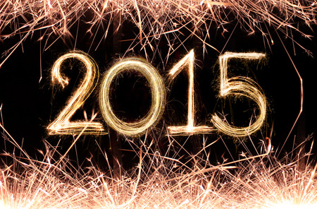 Happy new year 2015 written with Sparkling figures