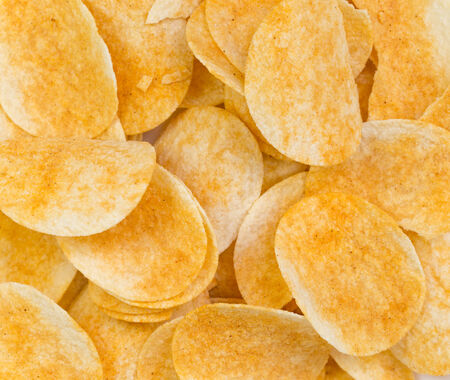 Potato chips as background and textureの写真素材