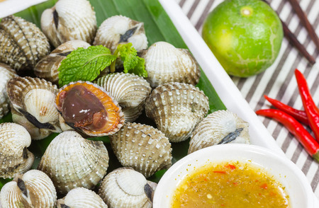 Blanched cockles steamed with chili sauce, Thai Food