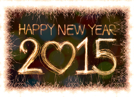 Happy new year 2015 written with Sparkling figures