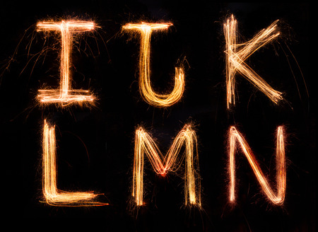 Sparkler firework light alphabet I-Nの写真素材