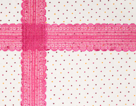 Dots fabric background with lace compositionの写真素材