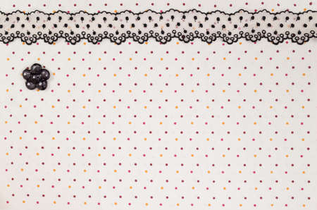 Dots fabric background with lace compositionの写真素材