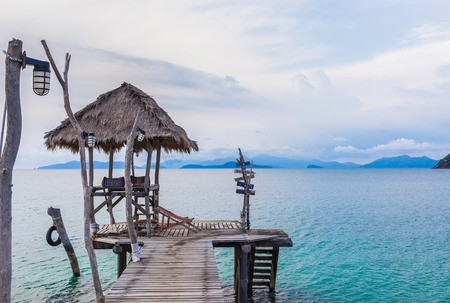 Wooden pier in tropical Sea,Koh Mak island,Thailandの写真素材