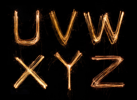 Sparkler firework light alphabet U-Zの写真素材