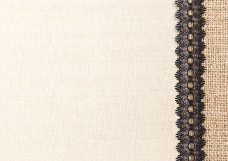 Fabric textile texture with black lace for backgroundの写真素材
