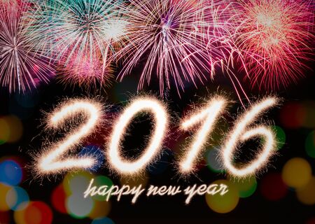Happy new year 2016 written with Sparkle firework