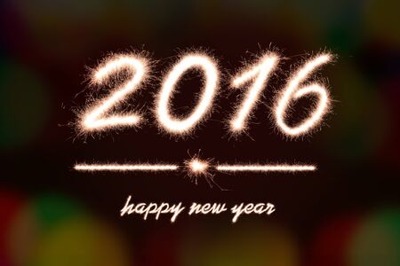 Happy new year 2016 written with Sparkle firework