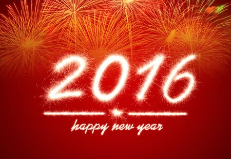 Happy new year 2016 written with Sparkle firework