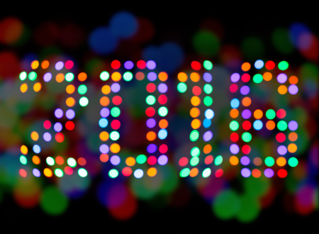 Happy new year 2016 defocused christmas light blur bokeh as dot on bokeh background