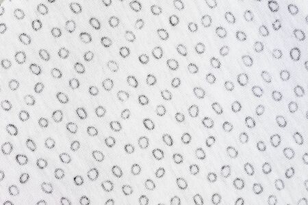 Black Circles on a white fabric background textiles, Real Fabric textureの写真素材