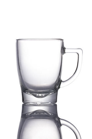 Empty glass cup isolated on white background.の写真素材