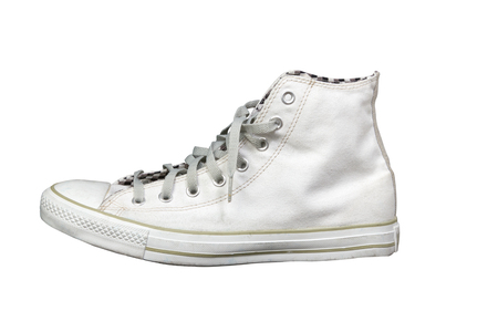 white sneakers on white backgroundの写真素材
