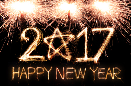 Happy new year 2017 written with Sparkle firework