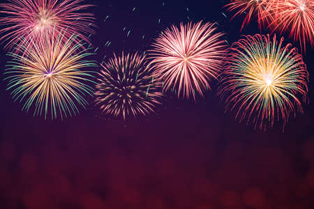 Brightly Colorful Fireworks backgroundの写真素材