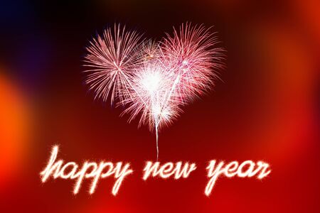 Happy new year written with Sparkle fireworkの写真素材